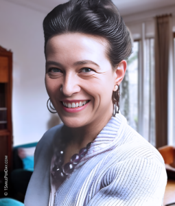 Simone de Beauvoir Smiling